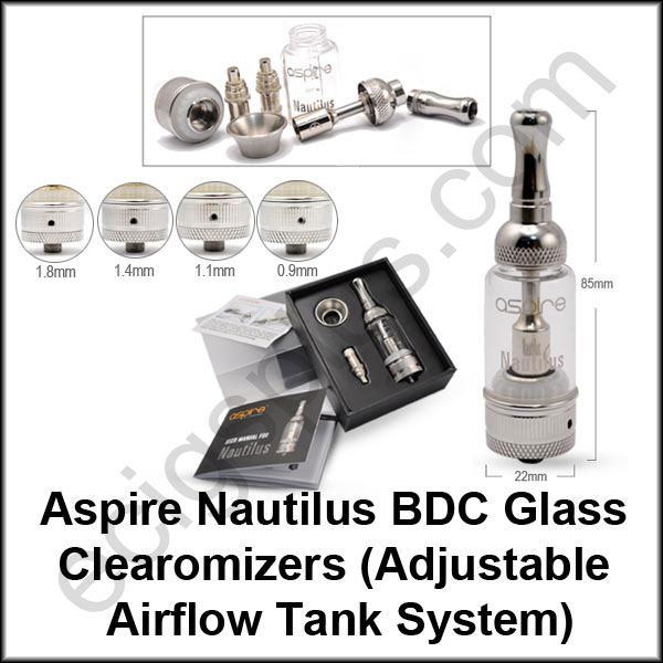 Aspire Nautilus BDC Glass Clearomizers (Adjustable Airflow) Aspire Nautilus BDC Glass Clearomizers (Adjustable Airflow)