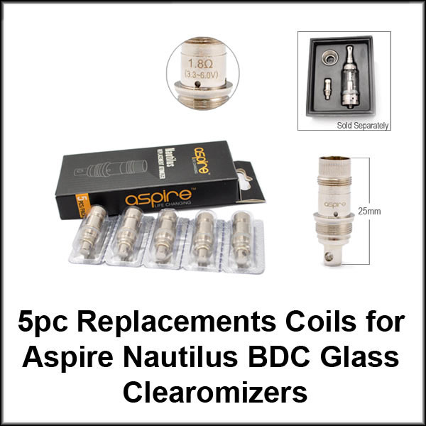 Aspire Nautilus BDC Glass Clearomizers Coils (5pc)